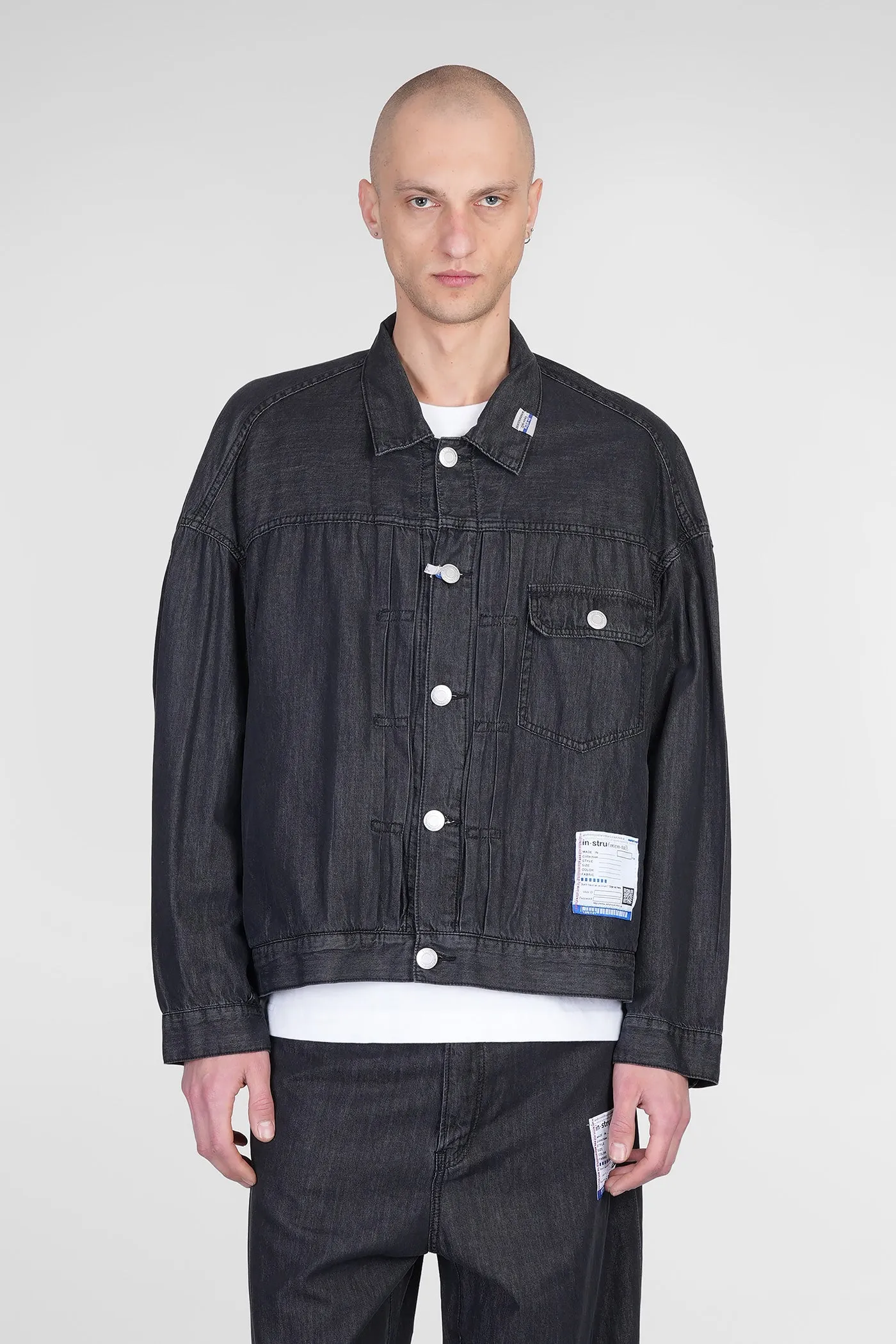 Denim Jackets in black cotton