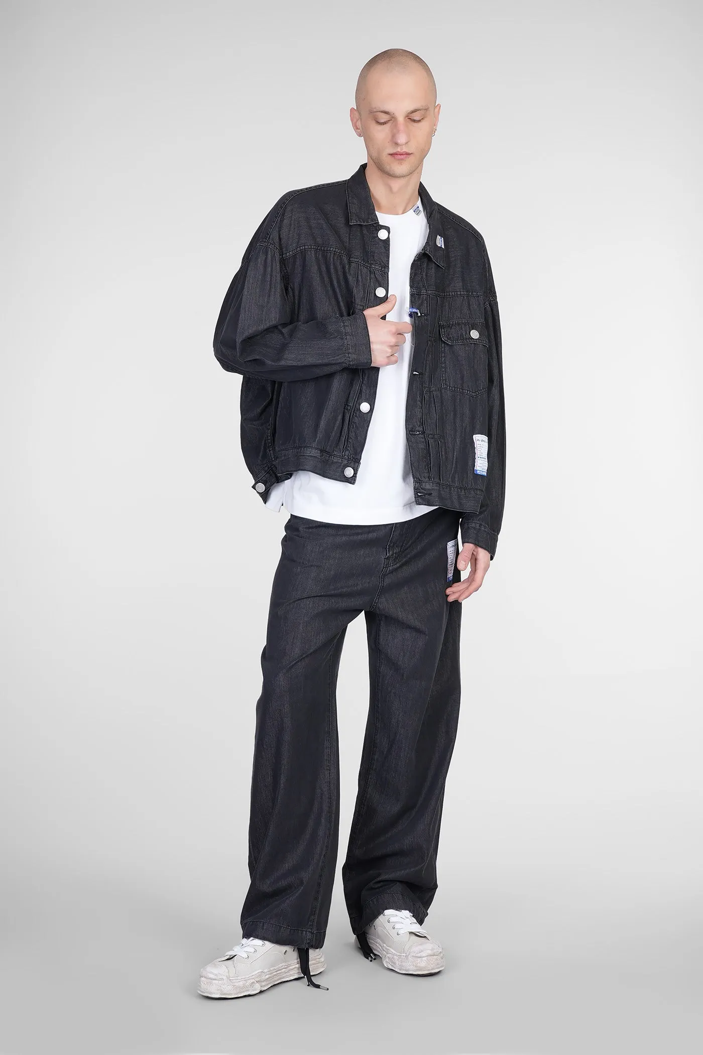 Denim Jackets in black cotton