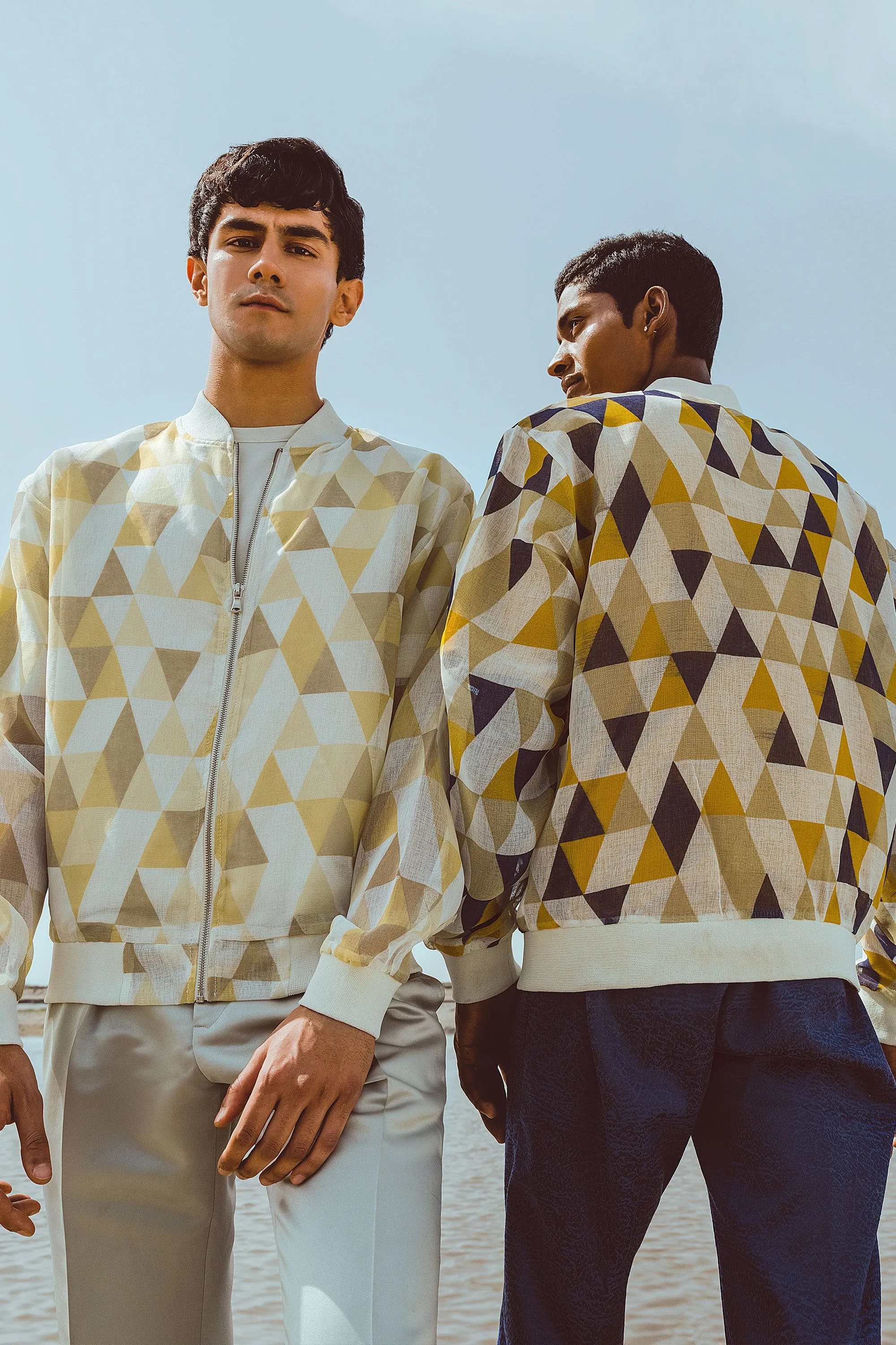 Digital Printed Translucent Moss Green Jacket