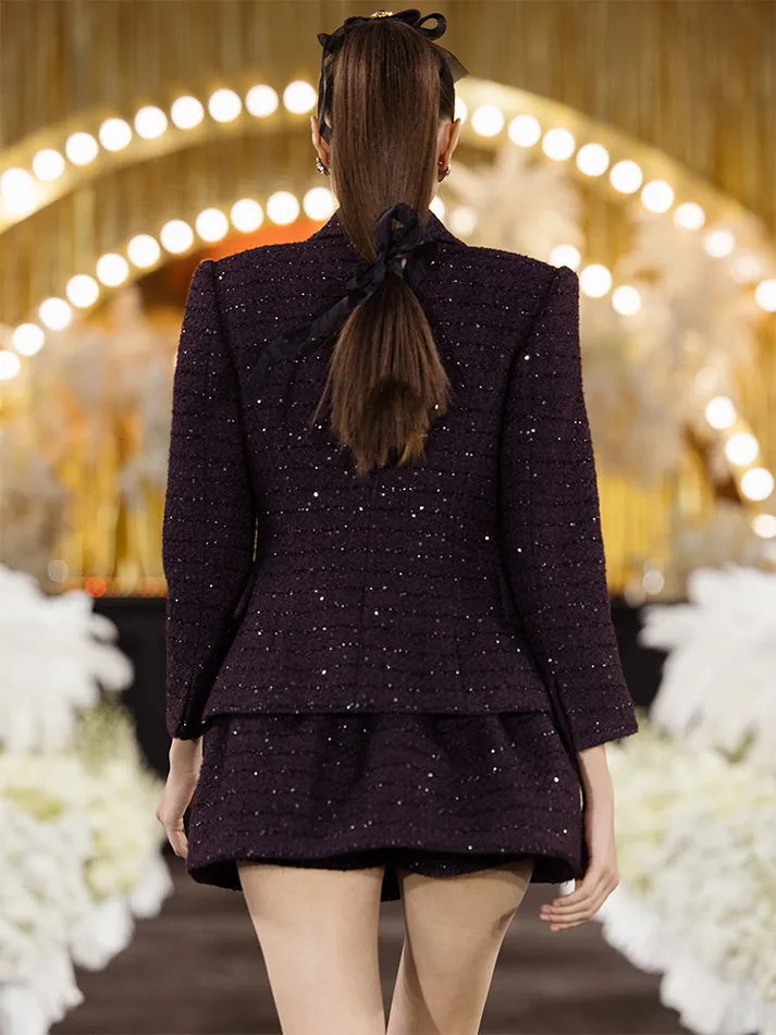 Domenica Mini Skirt with Elastic Waist and Subtle Sparkle