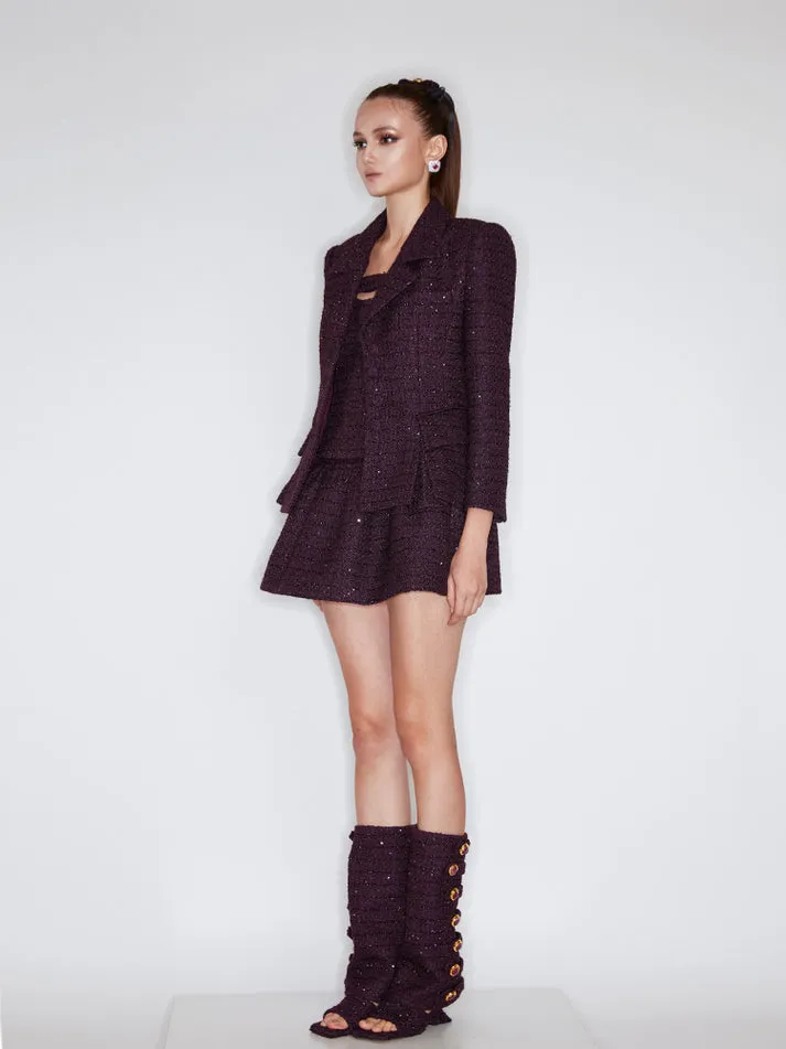 Domenica Mini Skirt with Elastic Waist and Subtle Sparkle
