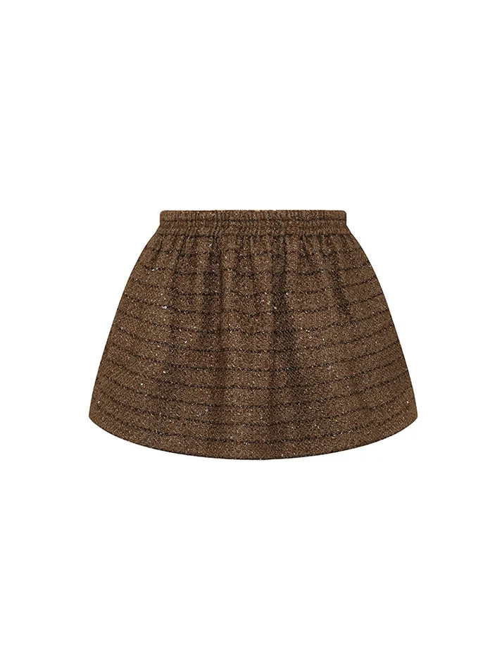 Domenica Mini Skirt with Elastic Waist and Subtle Sparkle