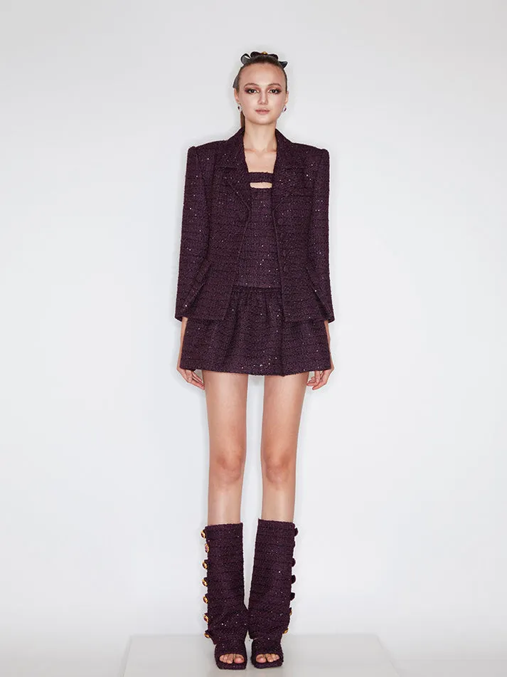 Domenica Mini Skirt with Elastic Waist and Subtle Sparkle