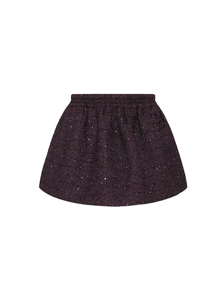 Domenica Mini Skirt with Elastic Waist and Subtle Sparkle