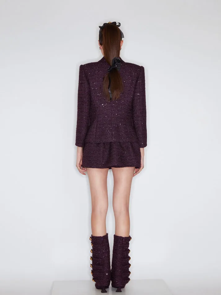 Domenica Mini Skirt with Elastic Waist and Subtle Sparkle
