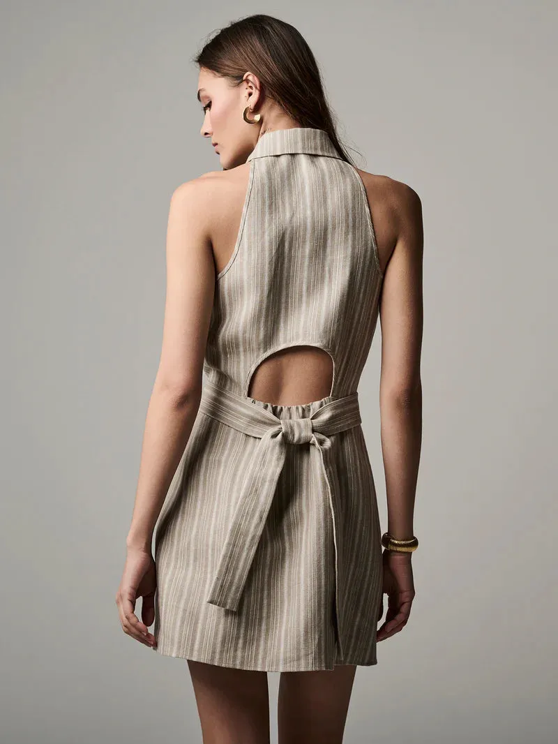 Domino Dress Tawny Stripe
