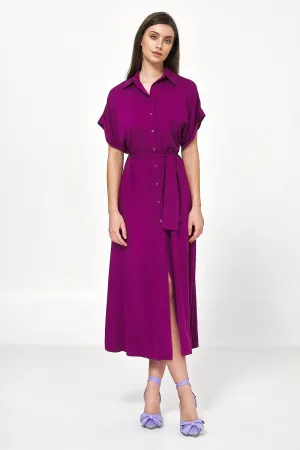 Draped Loose Fit Viscose Shirt Dress