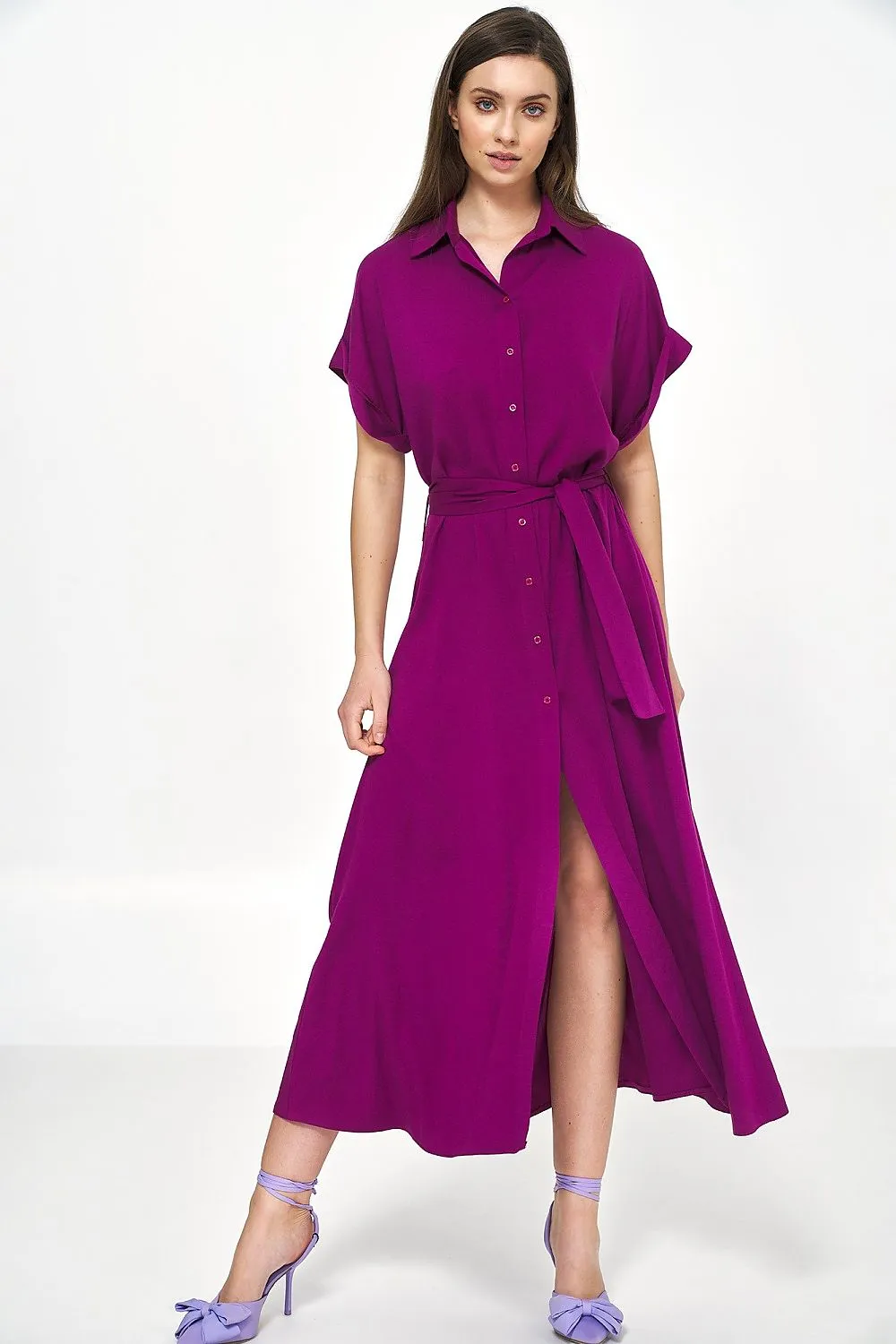 Draped Loose Fit Viscose Shirt Dress