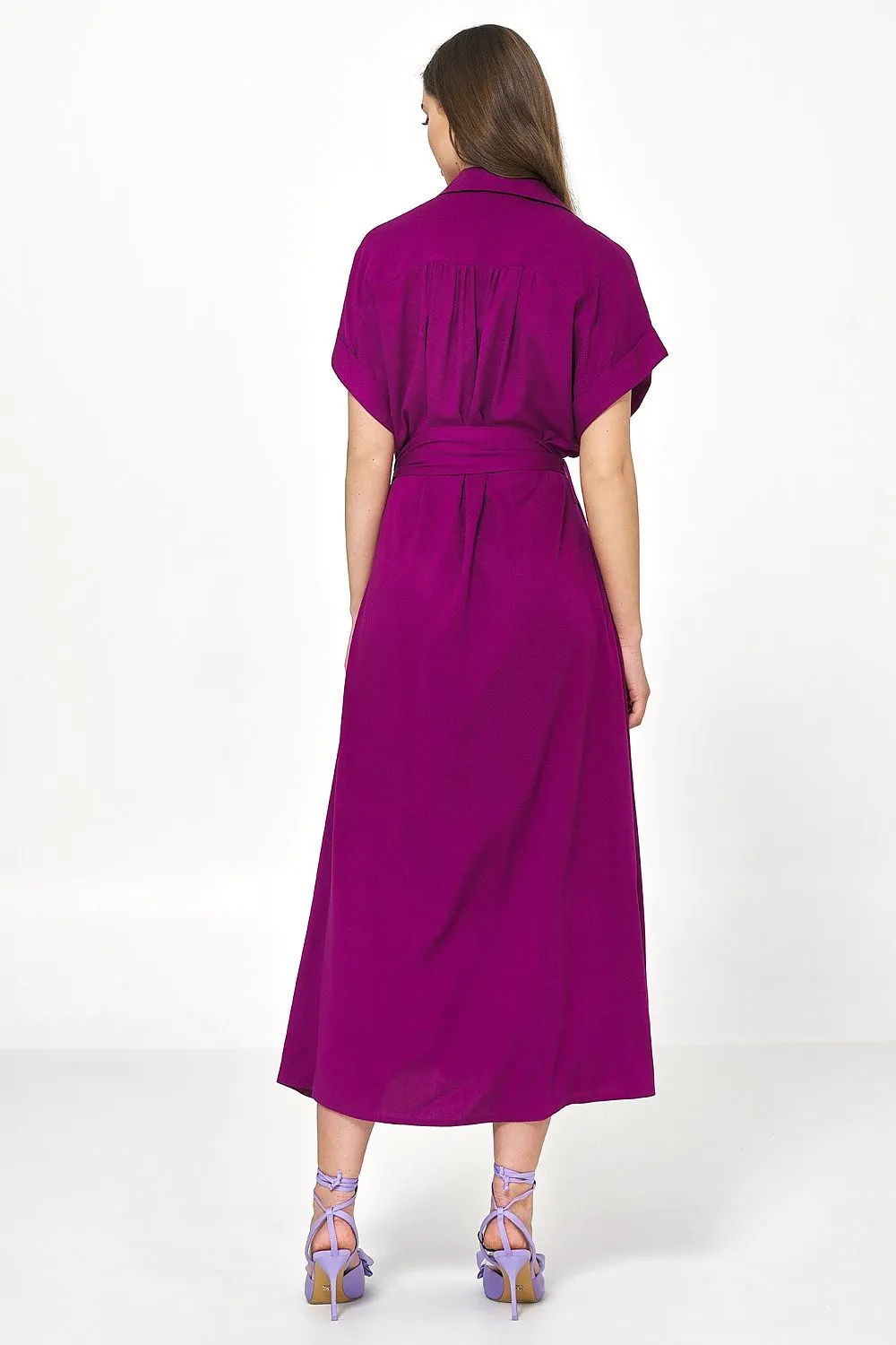 Draped Loose Fit Viscose Shirt Dress