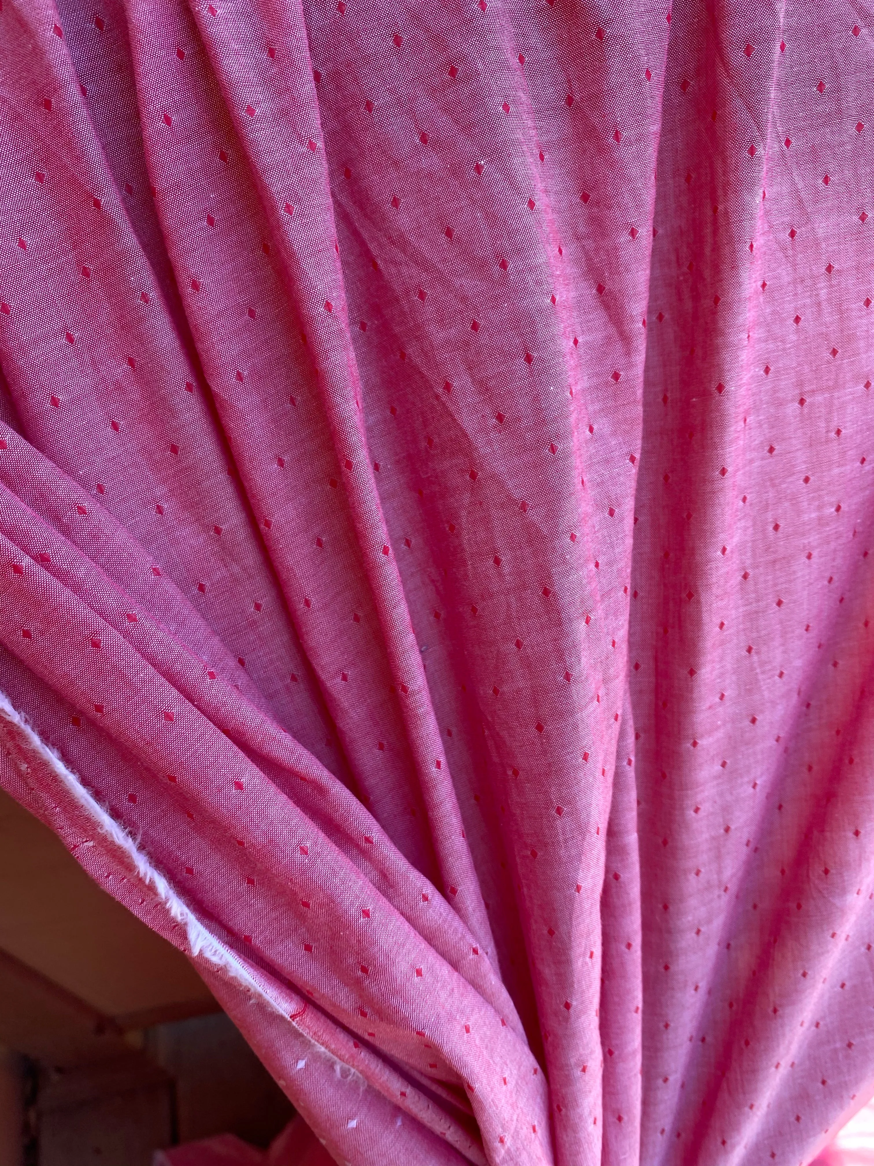 Dusty Firecracker Diamond Imprint Cotton Woven