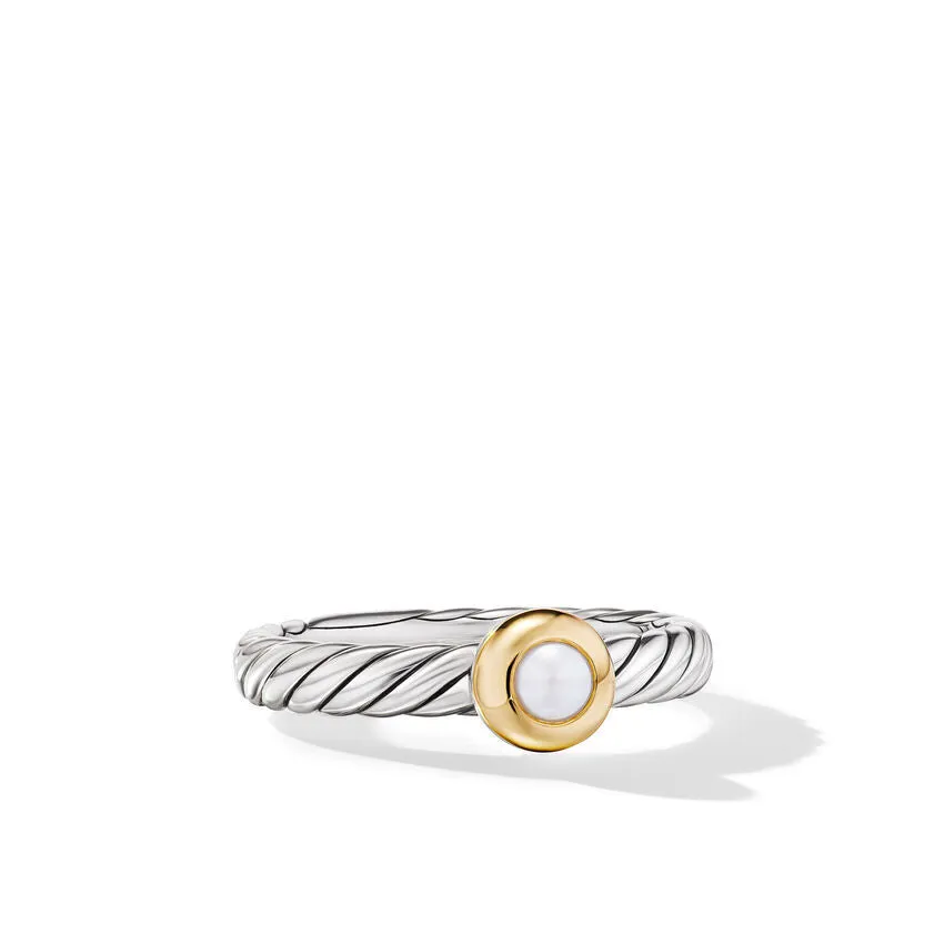 DY Petite Cable Ring in Sterling Silver with 14K Yellow Gold, 2.8mm