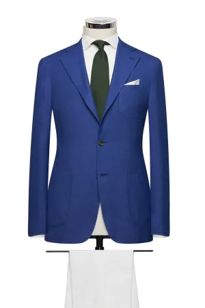 E. Thomas Prussian Blue Twill Wool, Silk & Cotton