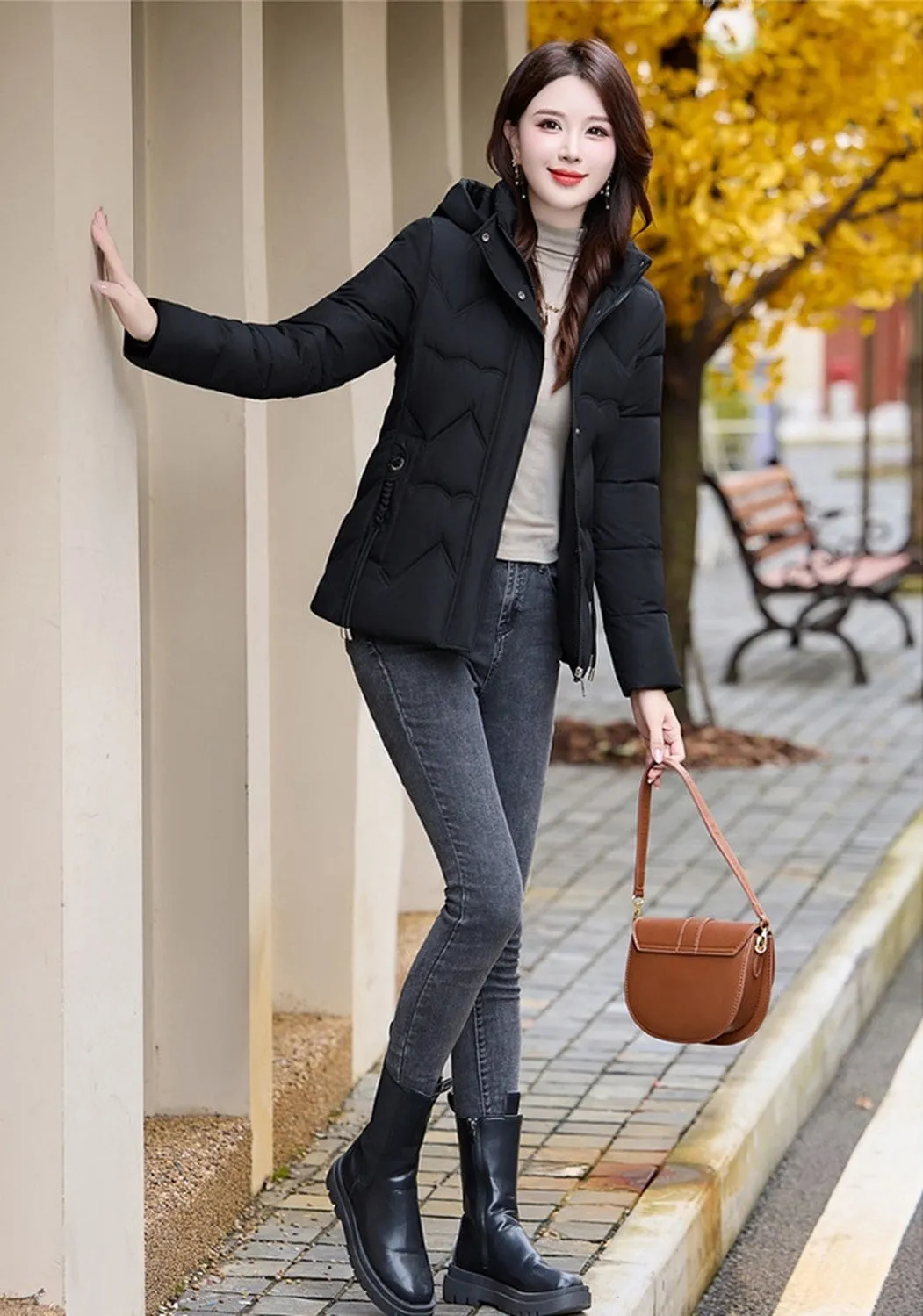 Easy-to-Clean Zip Up Puffer Jacket with Quilted and Windproof Features