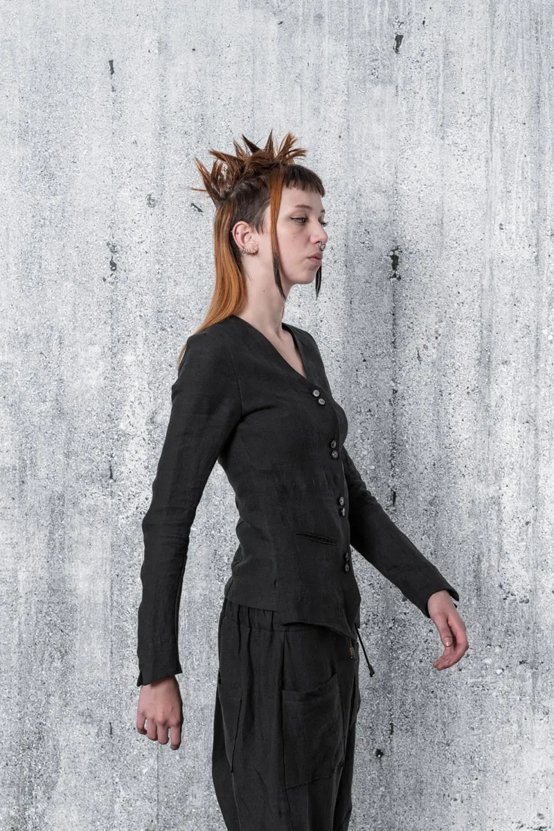 eigensinnig wien | Ada | Schwarze Blusenjacke für Damen aus Leinen
