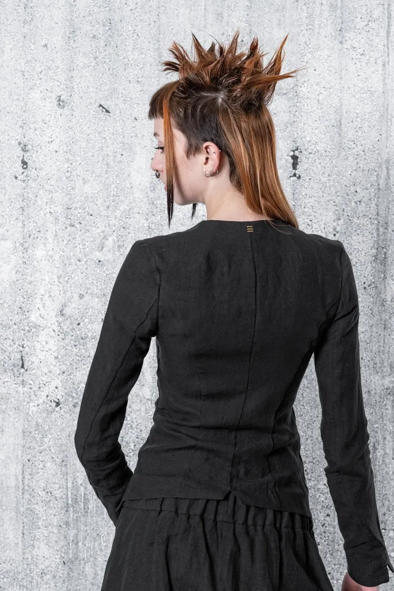 eigensinnig wien | Ada | Schwarze Blusenjacke für Damen aus Leinen
