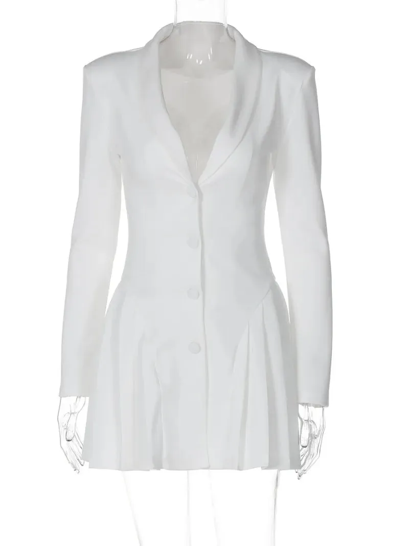 Elegant Black Blazers Dress for Women with Long Sleeves and Party Style