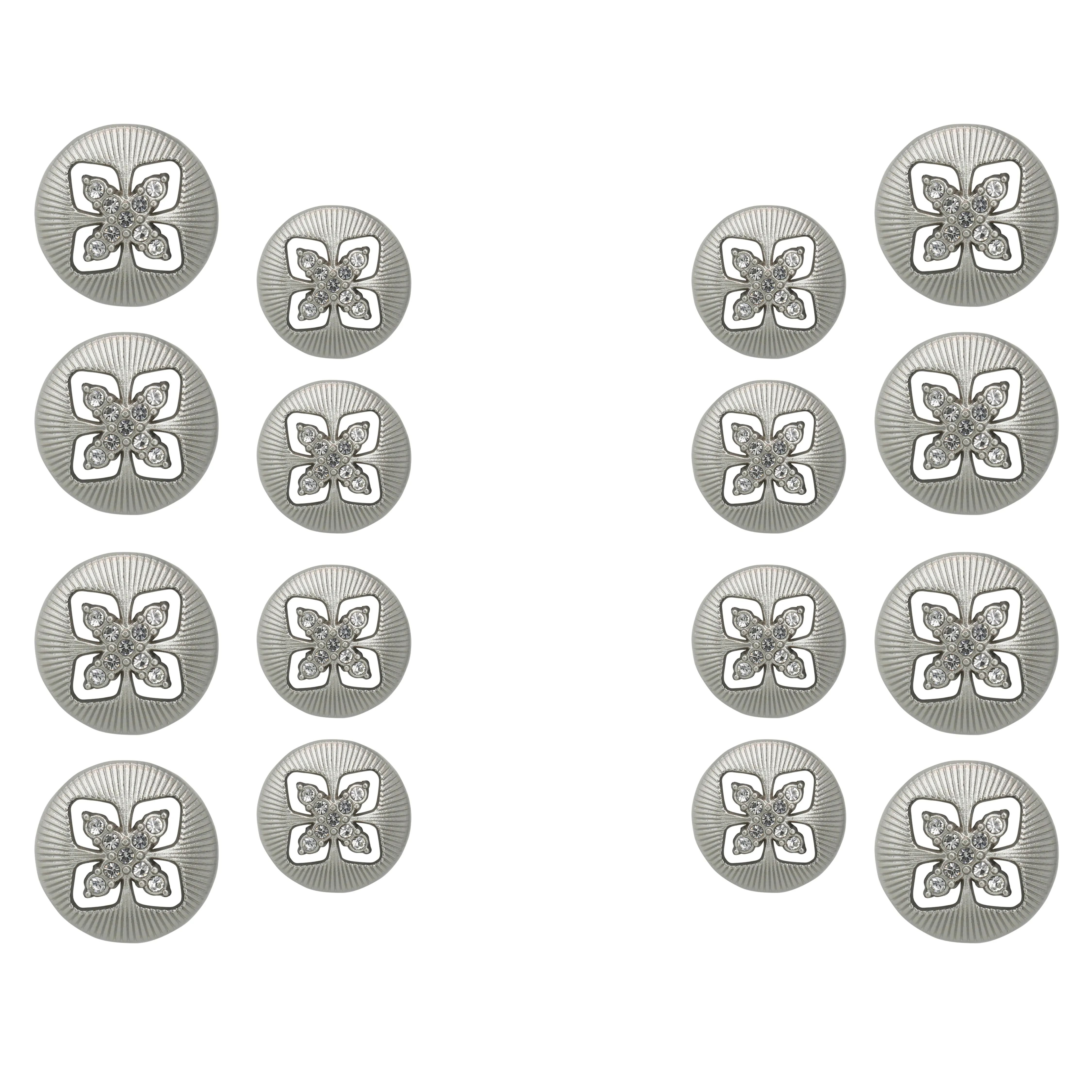 Elegant Crystal Accents  Silver Buttons