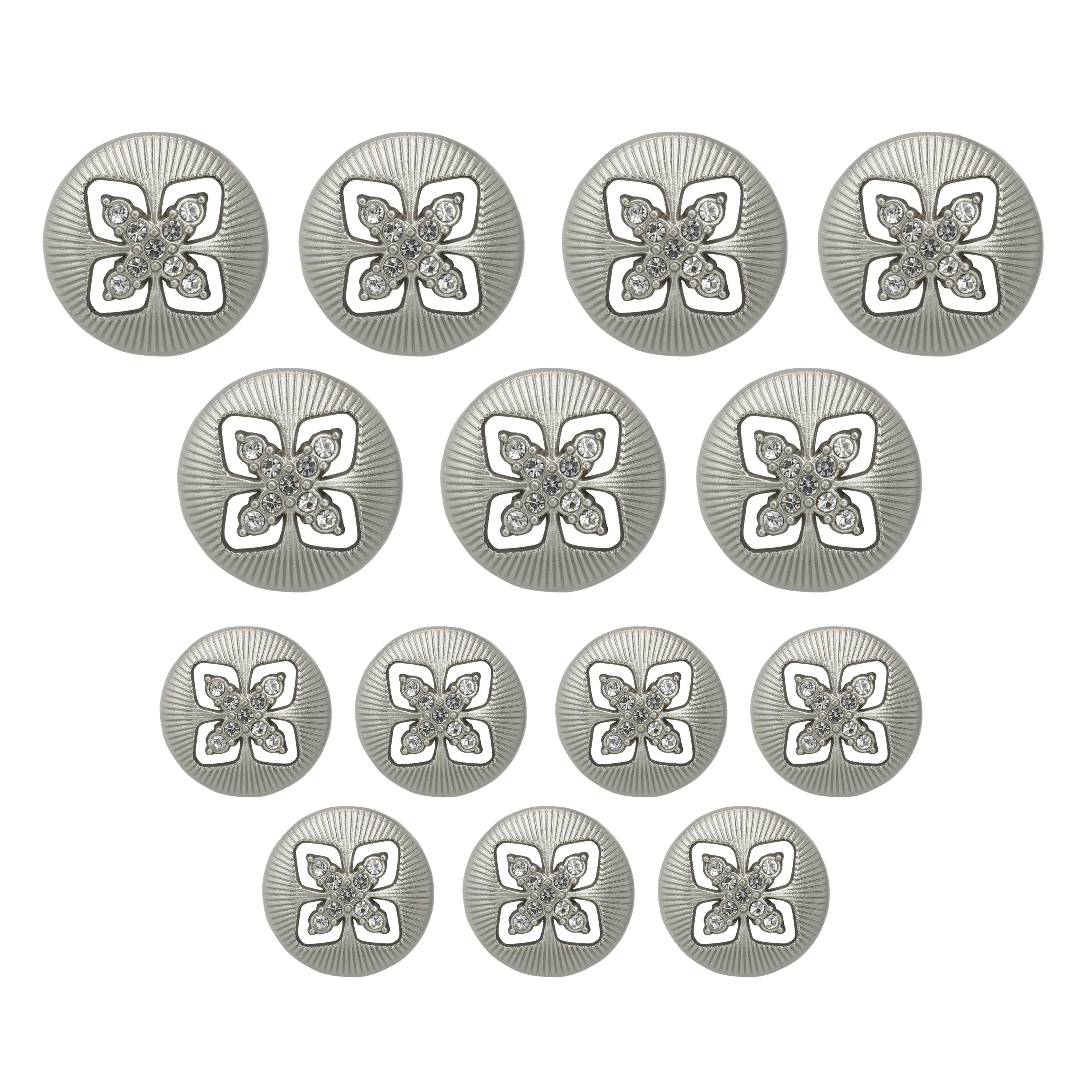 Elegant Crystal Accents  Silver Buttons