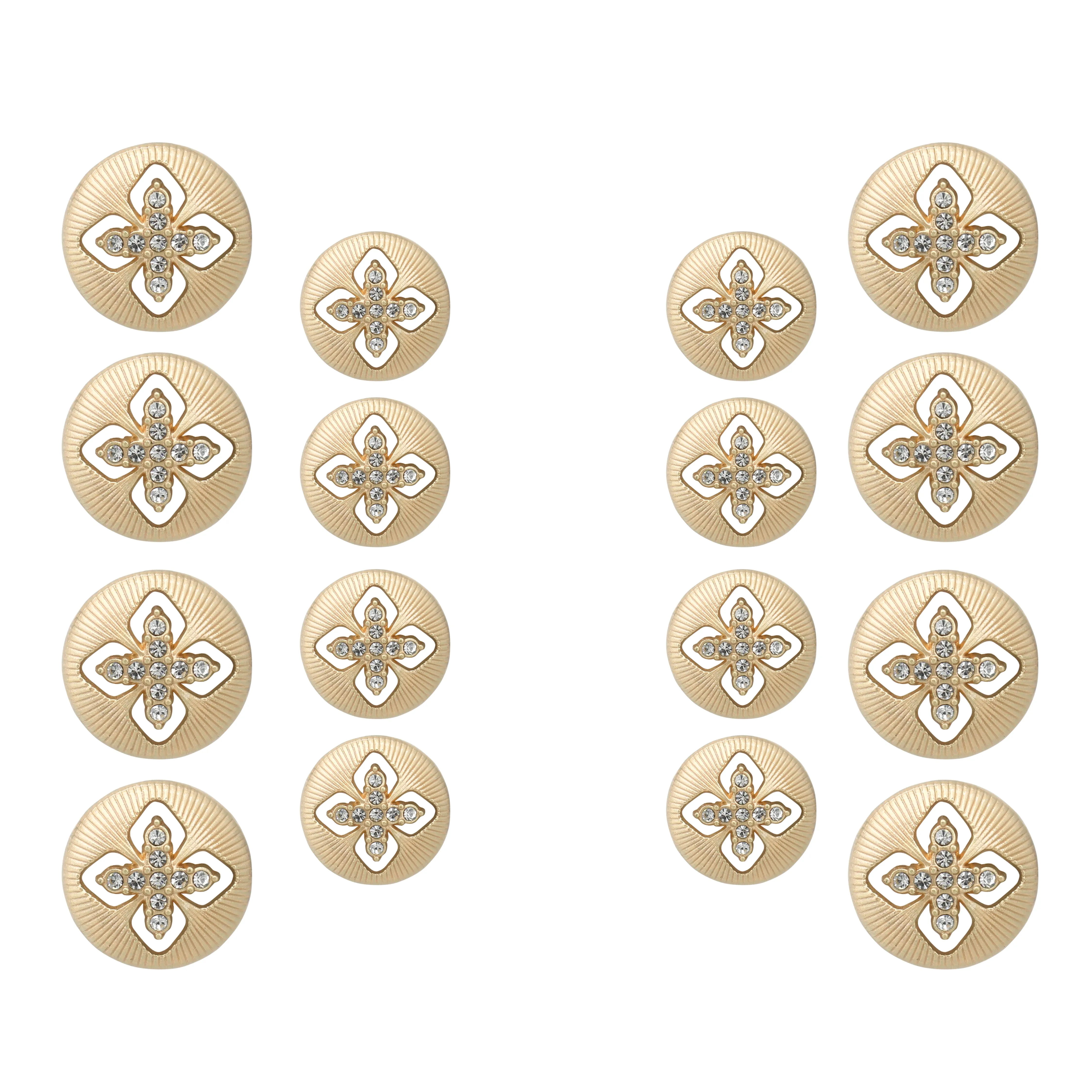 Elegant Crystal Accents  Silver Buttons