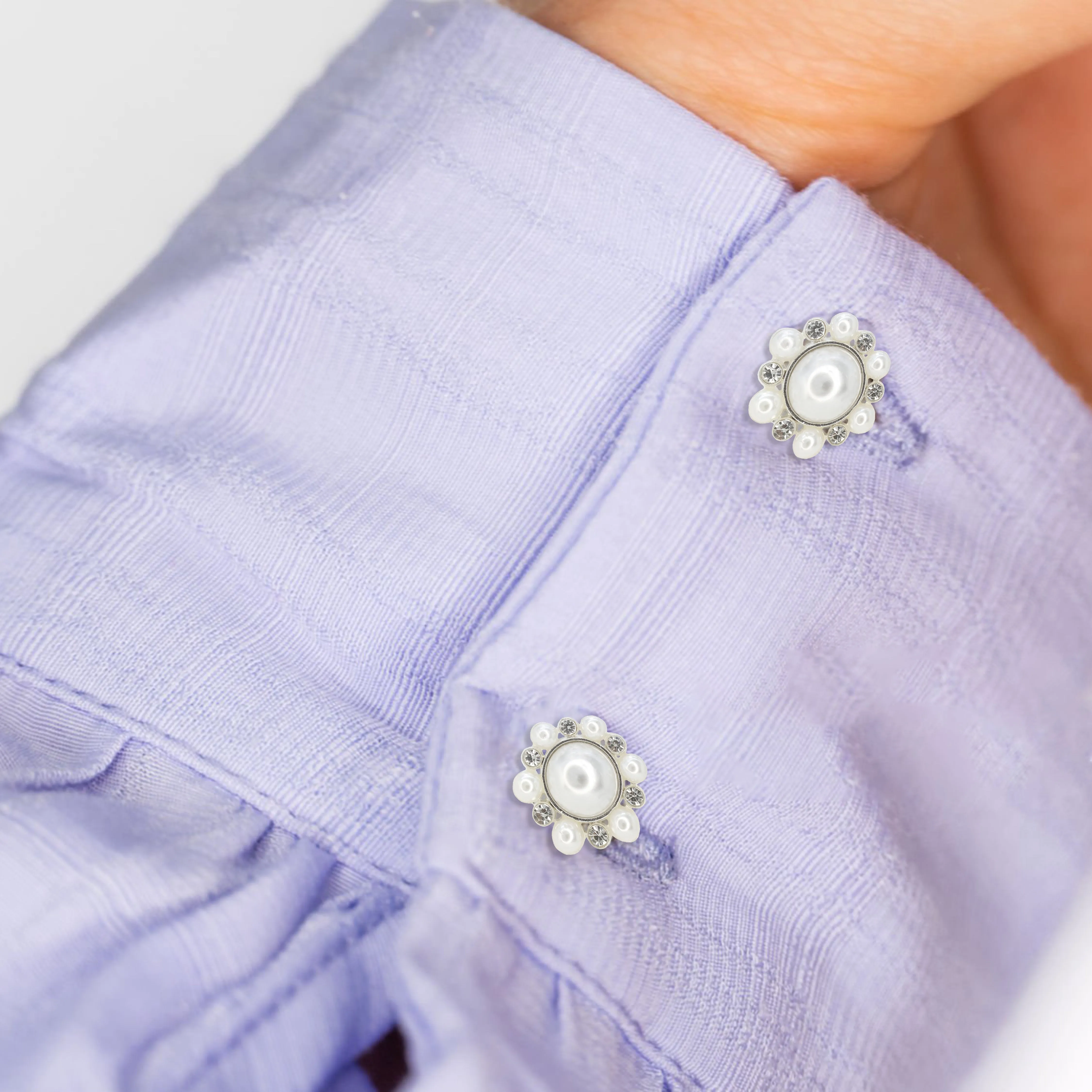 Elegant Dome Pearl Rhinestone Metal Buttons