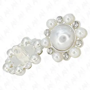 Elegant Dome Pearl Rhinestone Metal Buttons