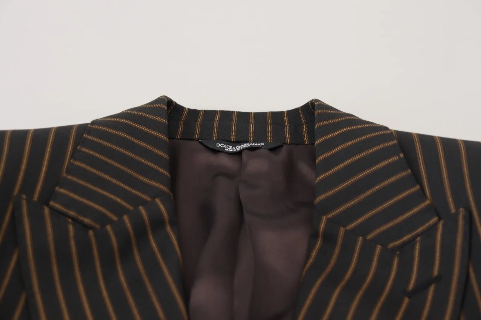 Elegant Striped Wool Blend Slim Blazer
