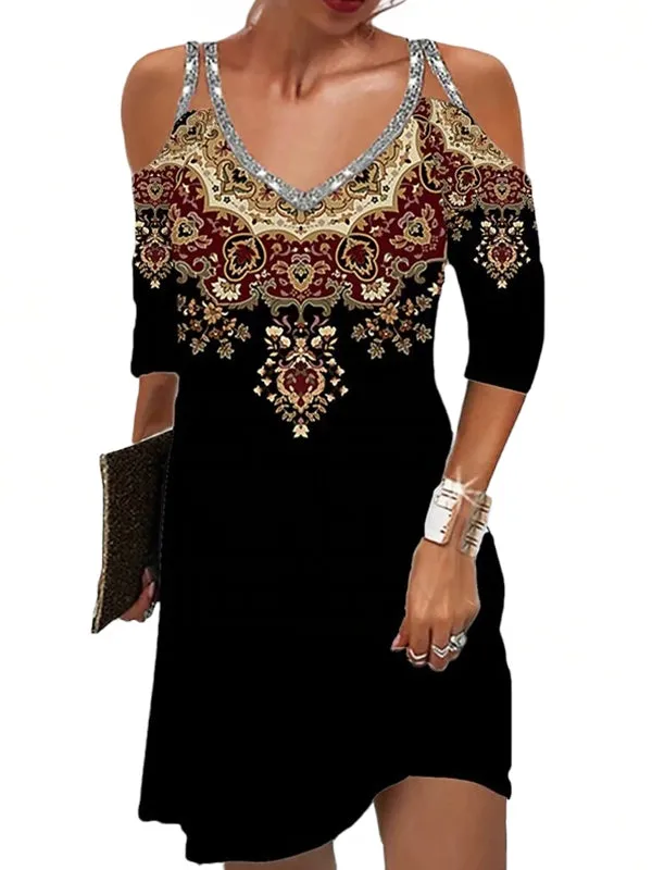 Ethnic Style Short Sleeve Tops Dresses