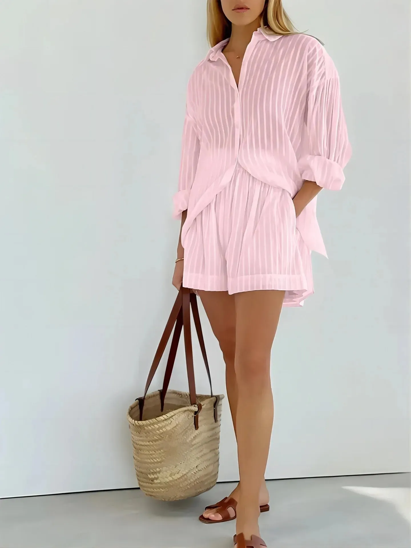 Evelin Summer Two-Piece Shirt & Shorts Set