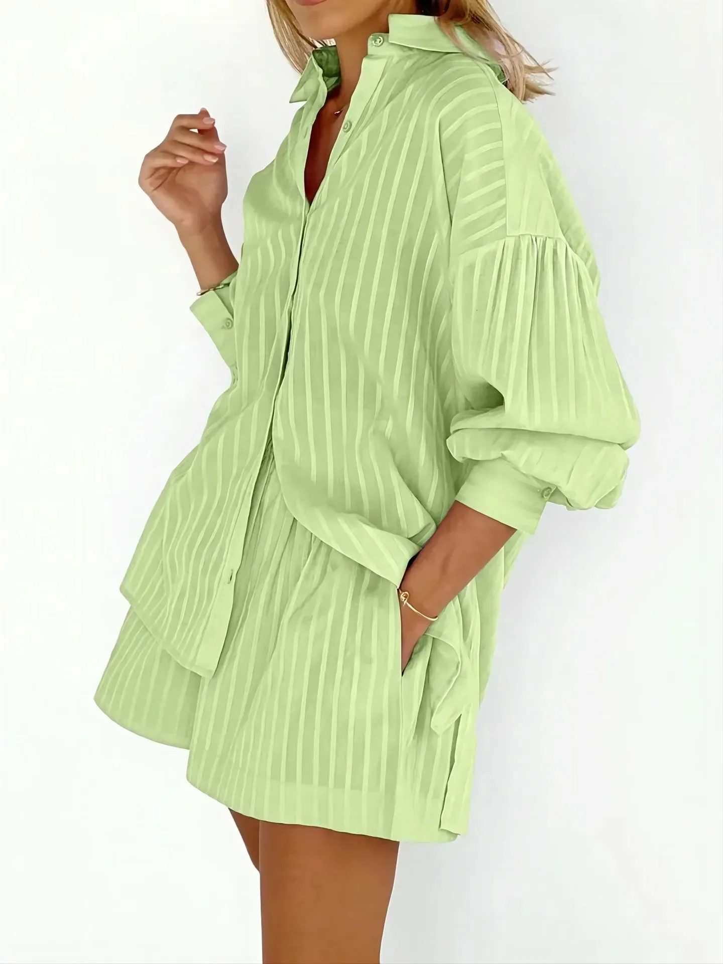 Evelin Summer Two-Piece Shirt & Shorts Set