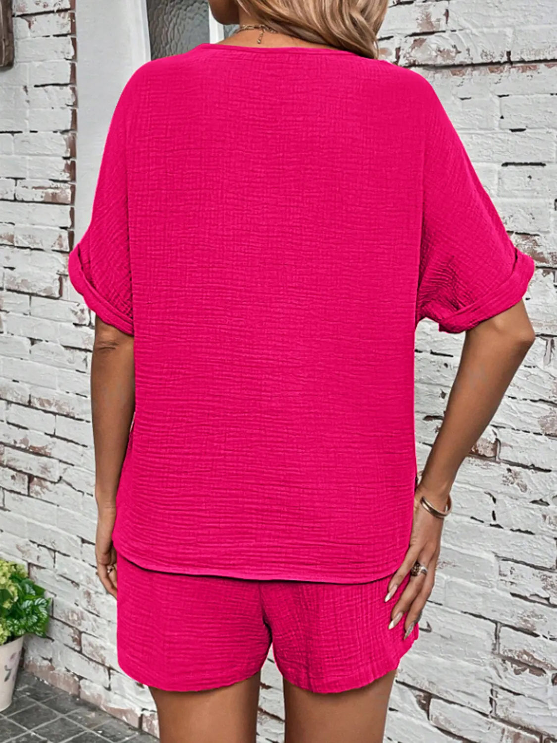Everest Notched Half Sleeve Top and Shorts Set