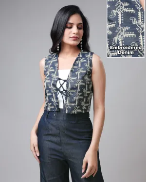 Fabcurate's Bold Take On Denim Embroidery Waist Coats Jacket