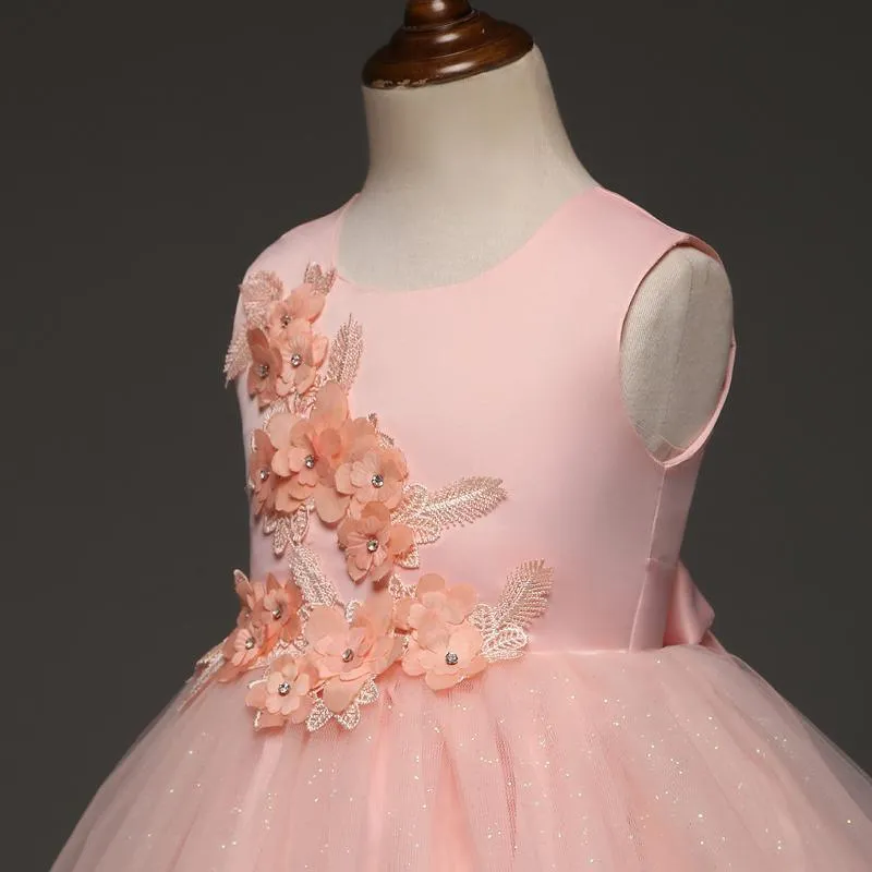 Fancy Girls Dresses Christmas or Wedding Dresses 1- 8 Years White Pink