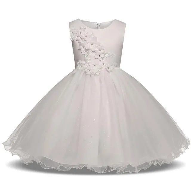 Fancy Girls Dresses Christmas or Wedding Dresses 1- 8 Years White Pink
