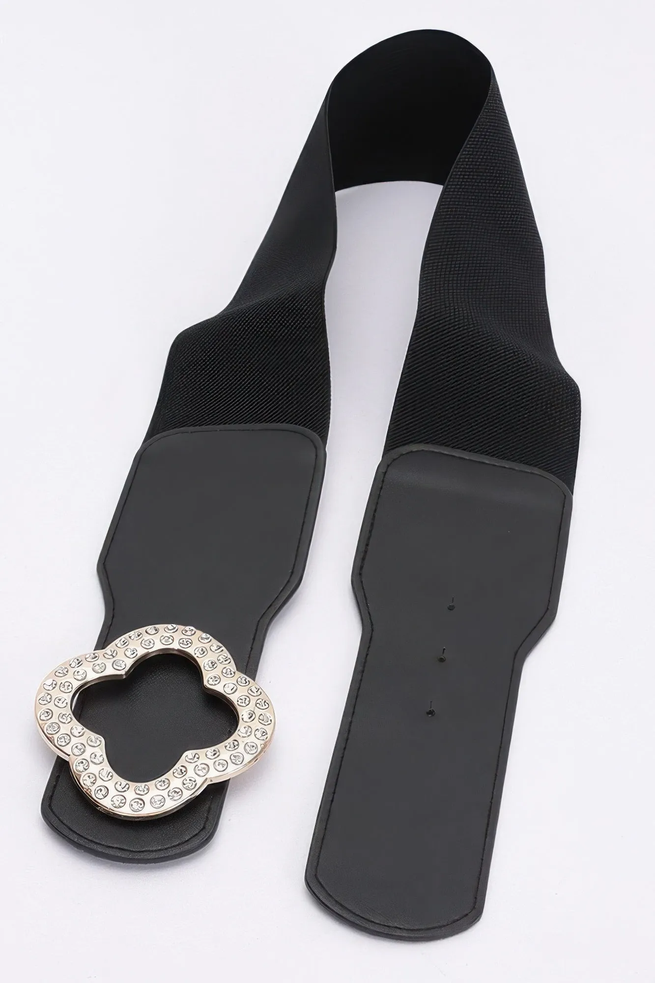 Faux Leather Metal Metal Buckle Stretch Belt