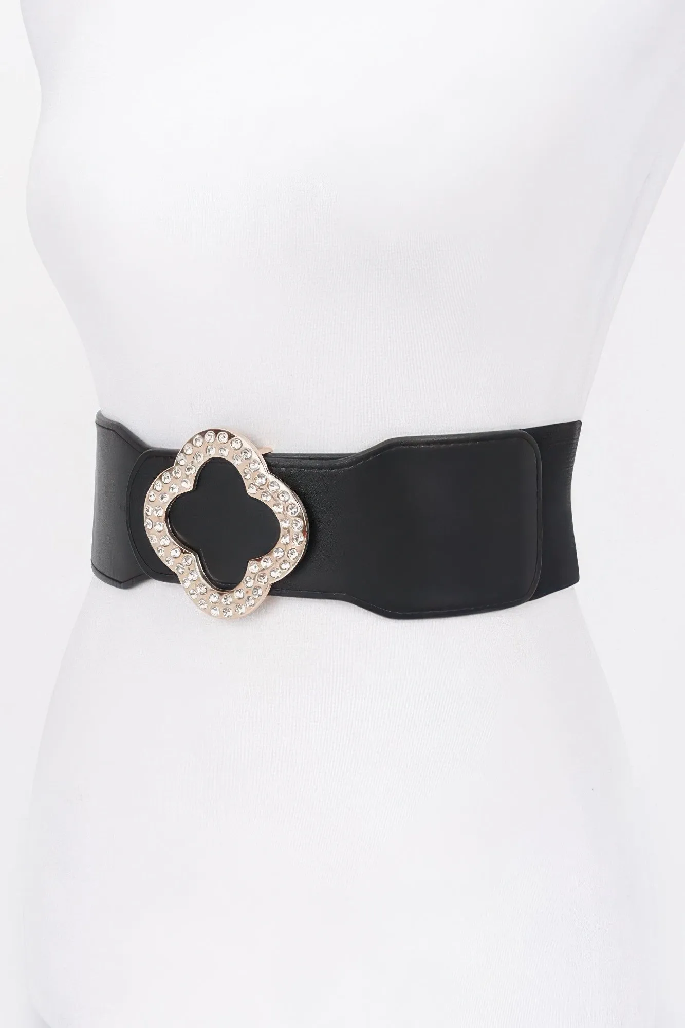 Faux Leather Metal Metal Buckle Stretch Belt