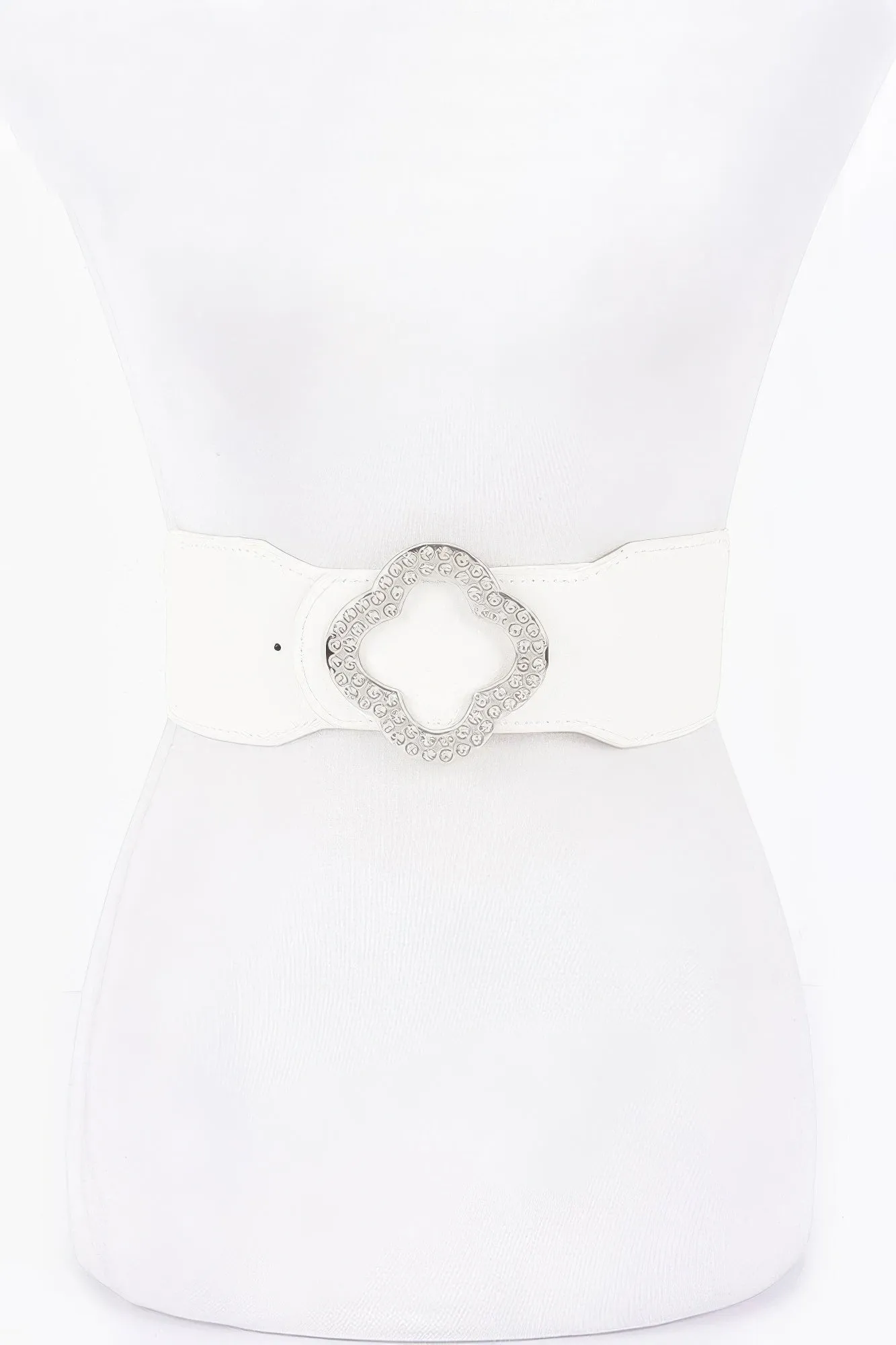 Faux Leather Metal Metal Buckle Stretch Belt