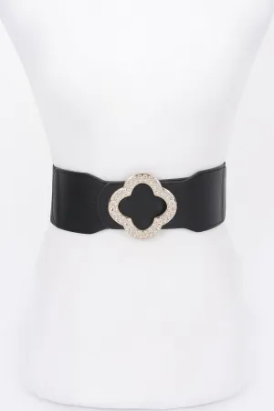 Faux Leather Metal Metal Buckle Stretch Belt