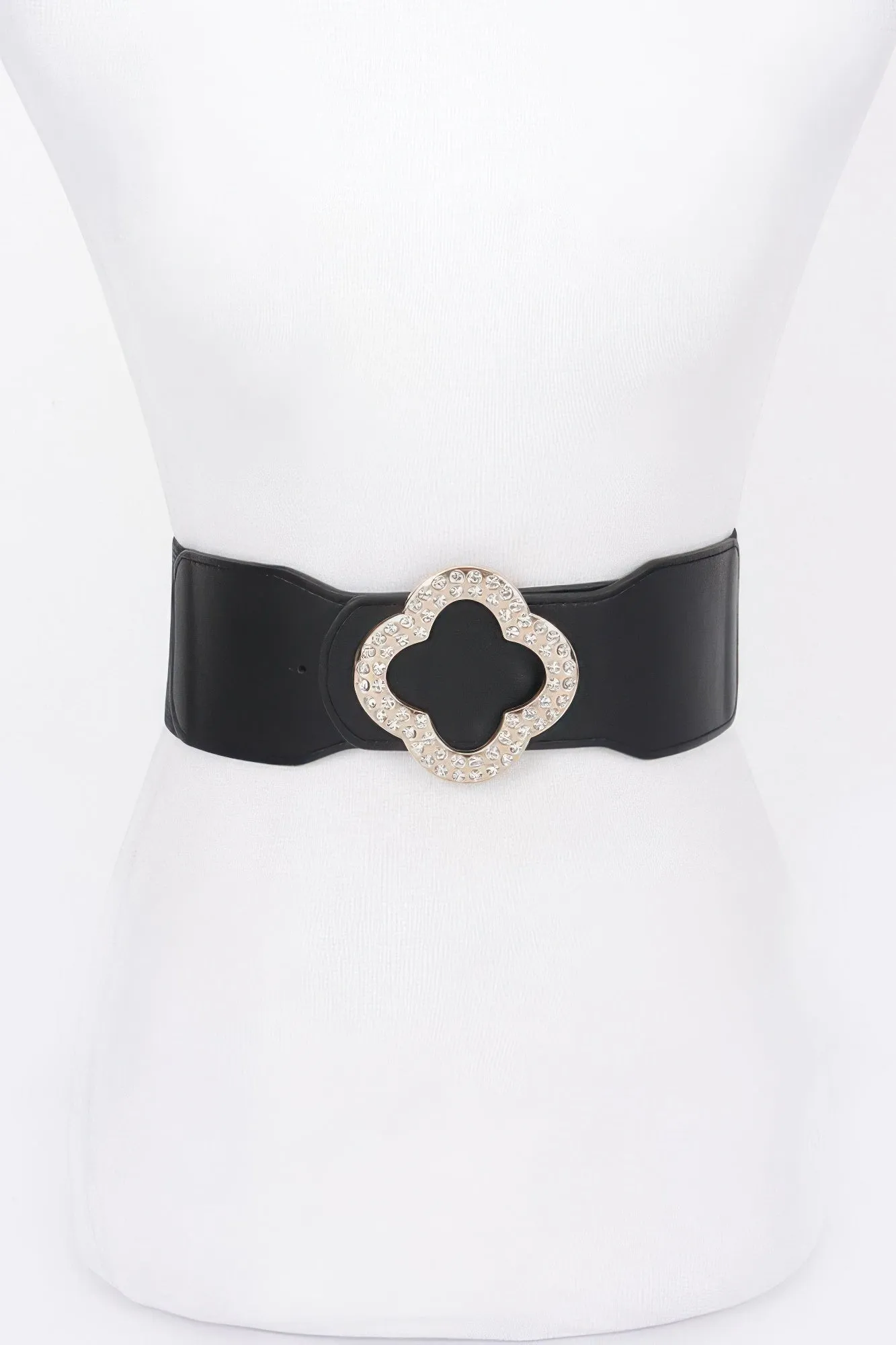Faux Leather Metal Metal Buckle Stretch Belt
