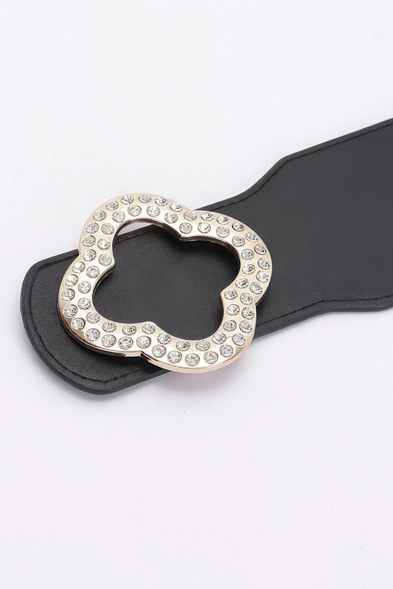 Faux Leather Metal Metal Buckle Stretch Belt