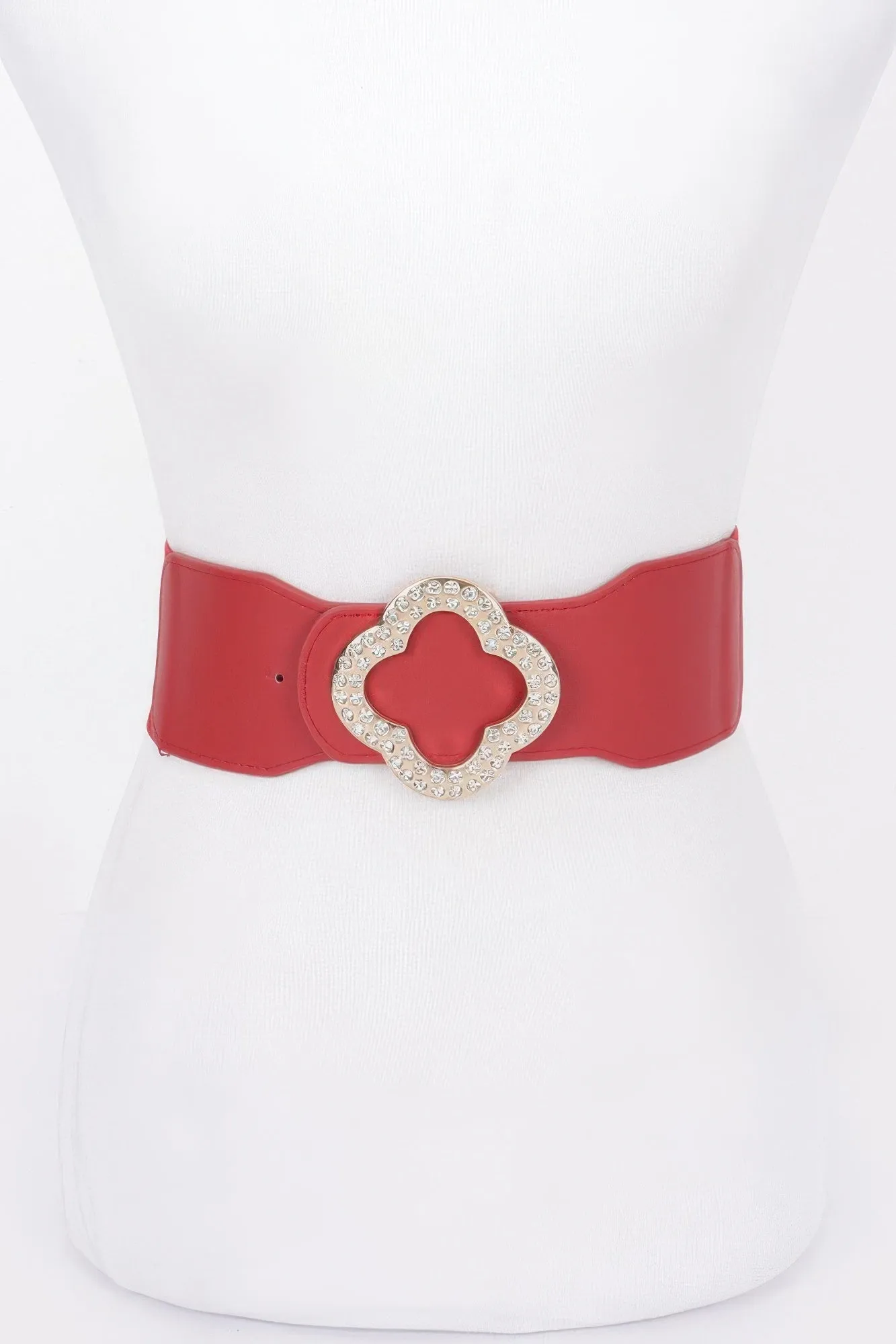 Faux Leather Metal Metal Buckle Stretch Belt