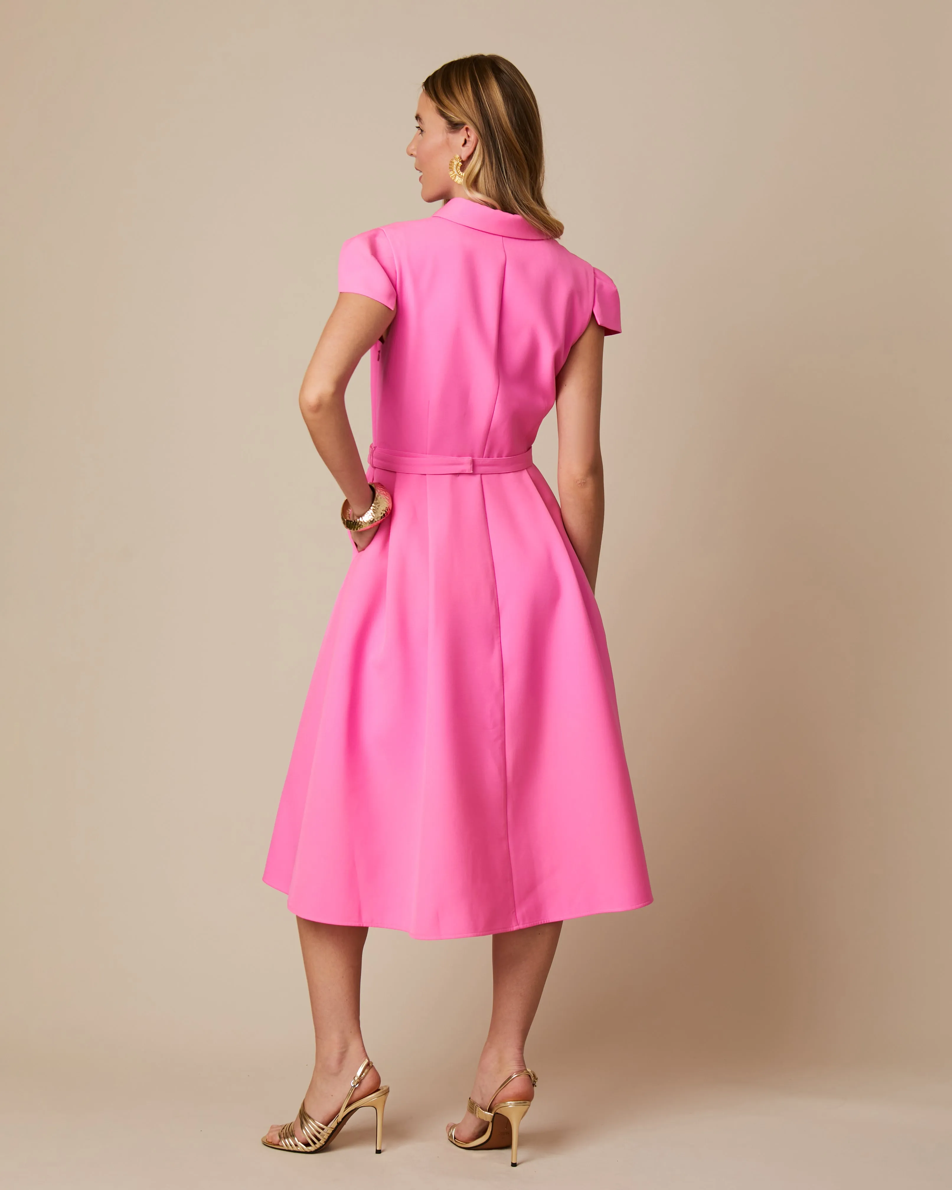 Fee G Jean Marie Tailored A-line Shirt Style Midi Dress