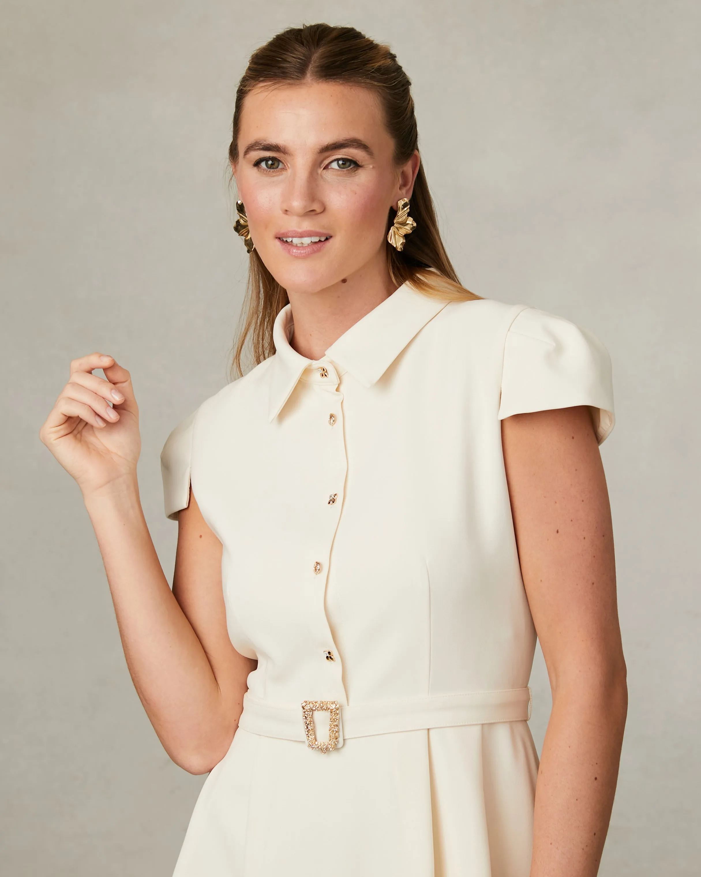 Fee G Jean Marie Tailored A-line Shirt Style Midi Dress