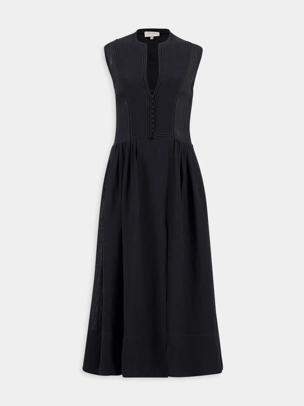Fermeli Buttoned Linen Midi Dress