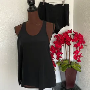 FF Lifestyle Black Silk Tank Top Shorts Loungewear Sleep Set S