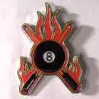 Flaming Eight Ball Hat / Jacket Pin - Bold Enamel Metal Pin