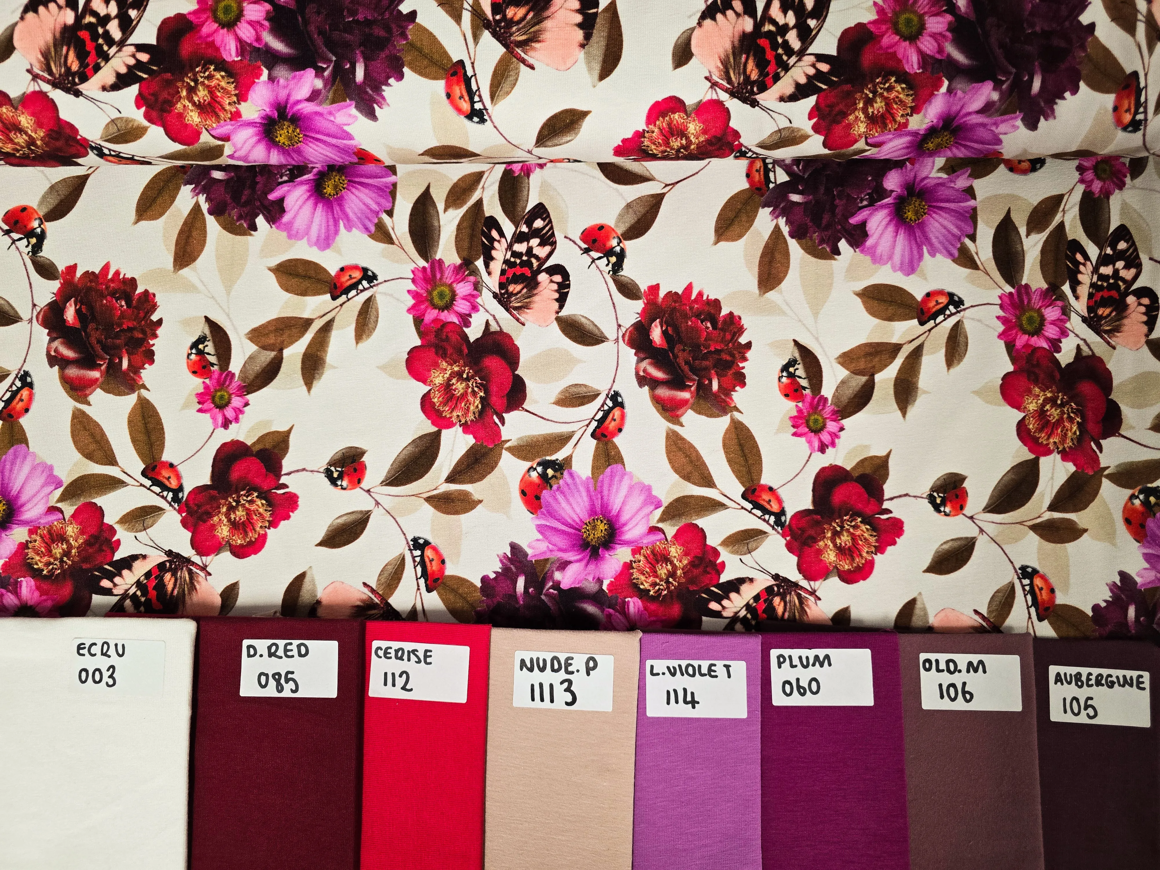 FLORAL BUTTERFLY COTTON JERSEY PER METRE SALE