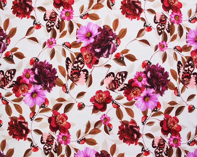 FLORAL BUTTERFLY COTTON JERSEY PER METRE SALE