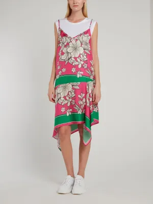 Floral Trapeze Camisole Silk Dress