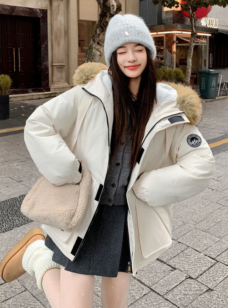 Full Zip Windproof Padded Puffer Jacket with Easy-to-Clean Fabric