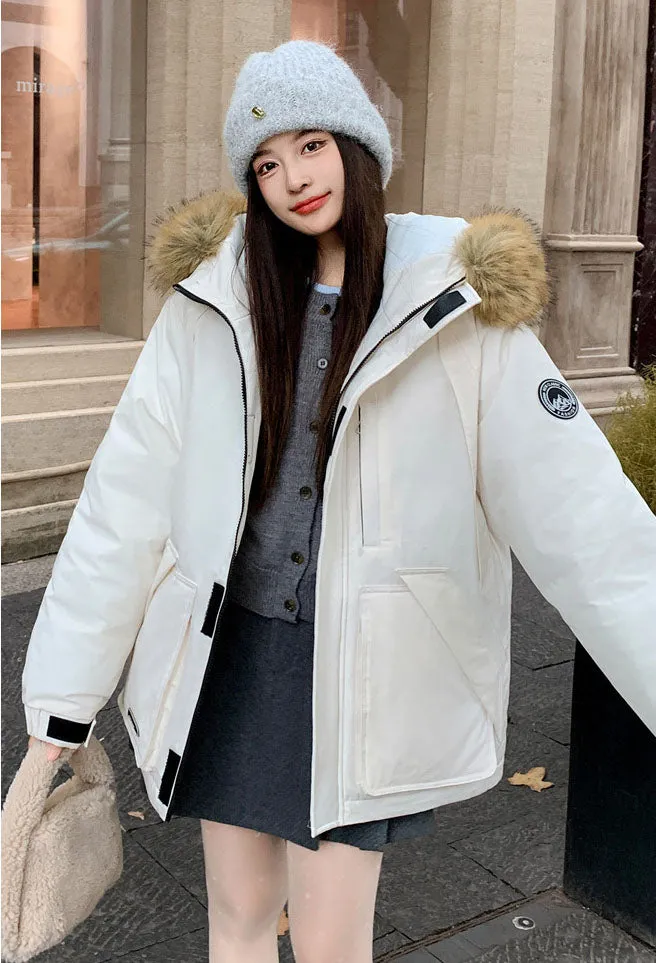 Full Zip Windproof Padded Puffer Jacket with Easy-to-Clean Fabric